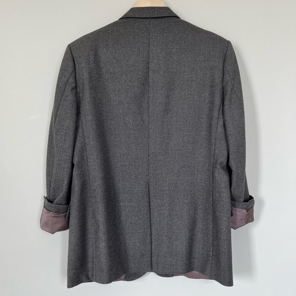 100% Wool Union Made Blazer Vintage Suit Jacket Grey Preppy Oversized Blazer - Picture 11 of 16